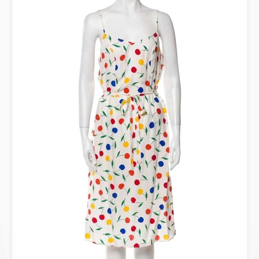 HVN Cherry Print Silk Dress